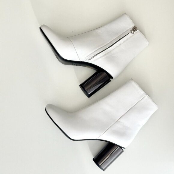 ACNE STUDIOS White Leather Cutout Heel Ankle Boots Size 38 - Picture 3 of 10